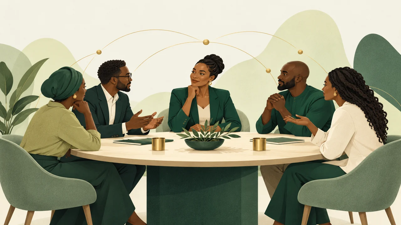 A leader listening as a team aligns around a shared purpose