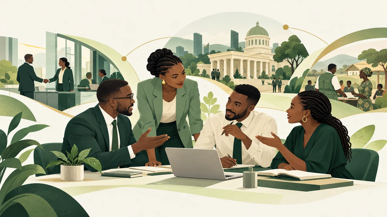 Professionals collaborating across business, public service and community organisations